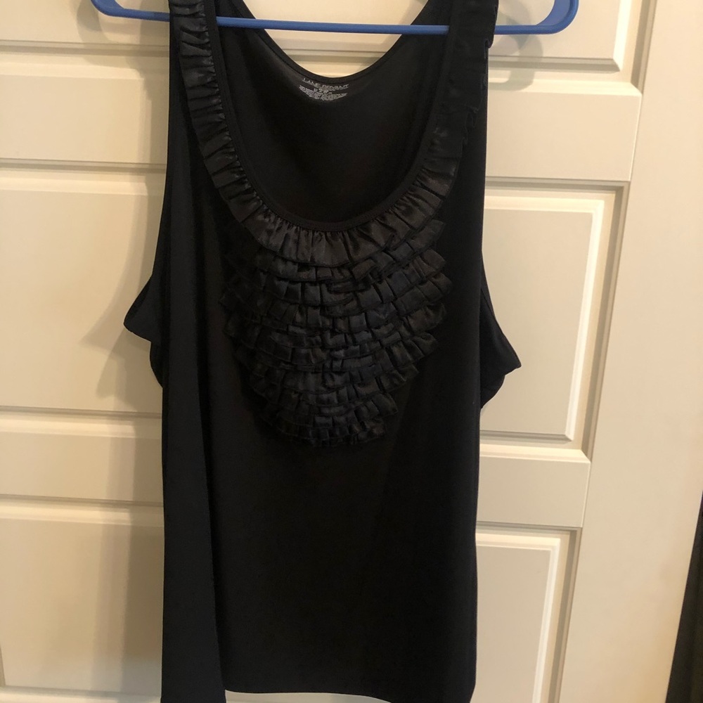Like new Lane Bryant black ruffle front detail top